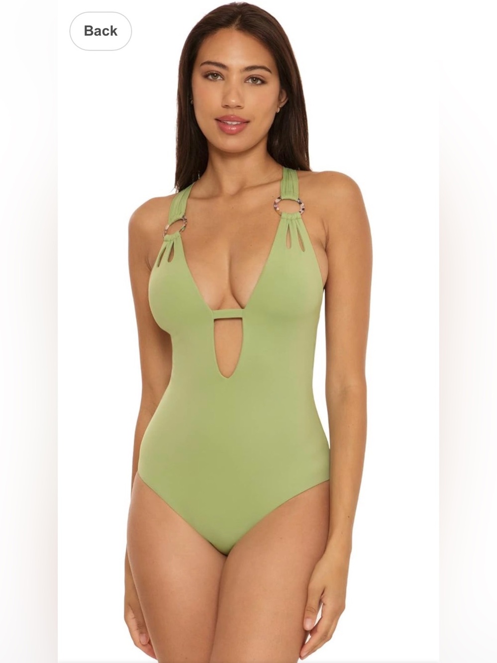 BECCA by Rebecca Virtue Womens Solid Nylon One-Piece Swimsuit Size Medium